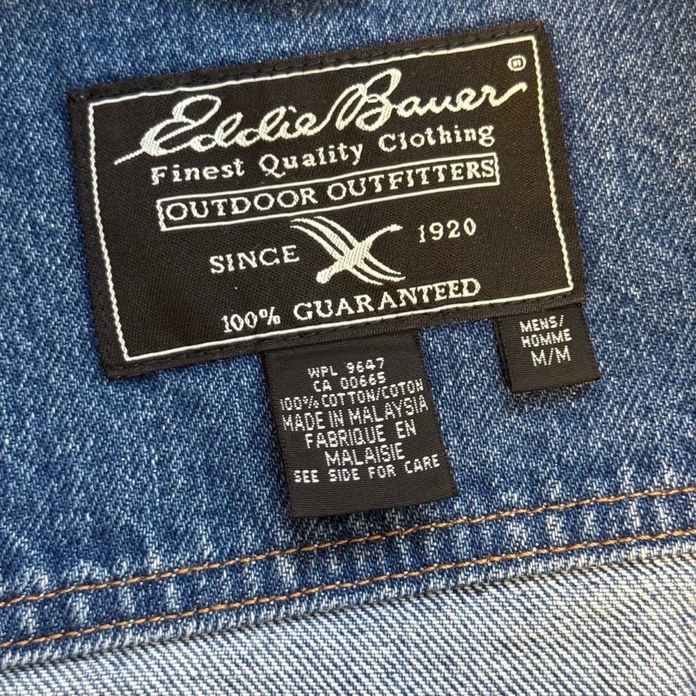 Vintage 2000’s Eddie Bauer Heavy Weight Dark Wash Denim Jacket Men’s M - Picture 4 of 7